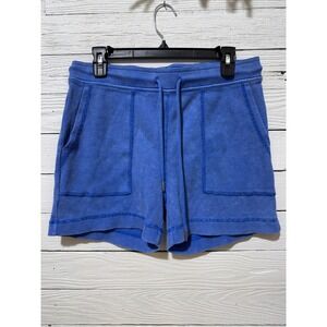 Jockey Womens Blue Waffle Knit Lounge Shorts Small Drawstring Pockets FTRY BOLGA